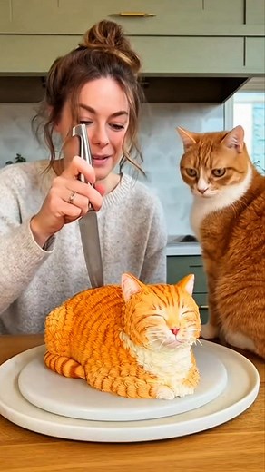 The cat won't let me cut the cake that looks like it. kkk #funny #funnyvideos #funnyanimal #comedyreels #viralshorts #cake #cakeart #comedy #shortcomedy #comedyreelsindia #funnyusa #shortsviral #reelsviral #fyp | Riso Express