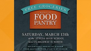 Free grocery giveaway in Athens on March 13