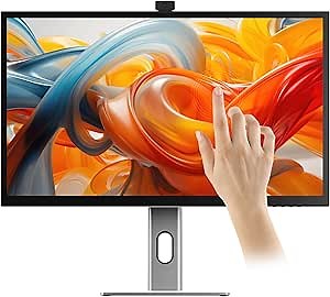 ALOGIC Clarity Pro Touch 27” 4K Touchscreen Monitor w/ 8MP Retractable 4K Webcam, 100% sRGB, 97% DCI-P3, 99% Adobe RGB, 65W PD,8-in-1 Hub, HDR 400, Adjustable Stand, IPS Panel, Thin Bezel