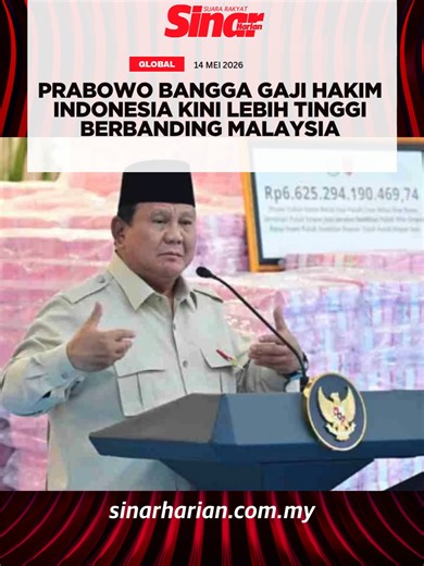 Presiden Prabowo Subianto menzahirkan kebanggaannya apabila gaji hakim di Indonesia kini didakwa lebih tinggi berbanding negara jiran termasuk Malaysia dan Singapura selepas kerajaan pentadbirannya melaksanakan kenaikan sehingga 280 peratus. Menurut Prabowo, perkara itu dimaklumkan sendiri oleh Ketua Mahkamah Agung Indonesia, Sunarto, selepas menghadiri pertemuan bersama Ketua-Ketua Mahkamah Agung Negara ASEAN. #SinarHarian #BeritaTerkini #Prabowo #banggagajihakimindonesialebihtinggi #indonesia