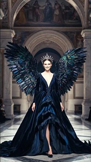 Dark Angel Queen on the Runway 🖤 High Fashion Gown Show | Dark Aesthetic | Viral Short