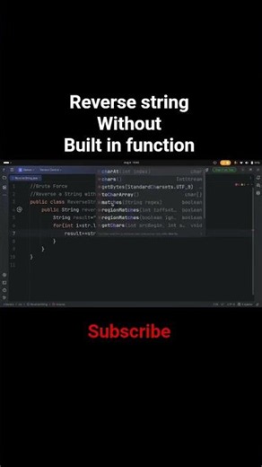 Reverse a String Without Built-in Functions | Java #shorts #java #trending #coding #dsa