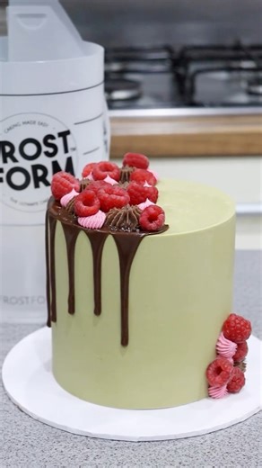 8.7K views · 130 reactions | Raspberry Pistachio Cake made Easy with Frost Form!! Add fresh Raspberries to our Vanilla Sponge Recipe on frostform.com and make Spread Ganache with Pistachio Spread!To make Spread Ganache follow the recipe for Butter Ganache but replace the Butter with Spread 珞 Who’s gonna give this a try?! Get the Recipe & Shop at www.frostform.com  | Frost Form | Facebook