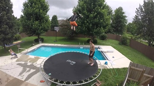 Quad Front Flip Attempt Into Backyard Pool