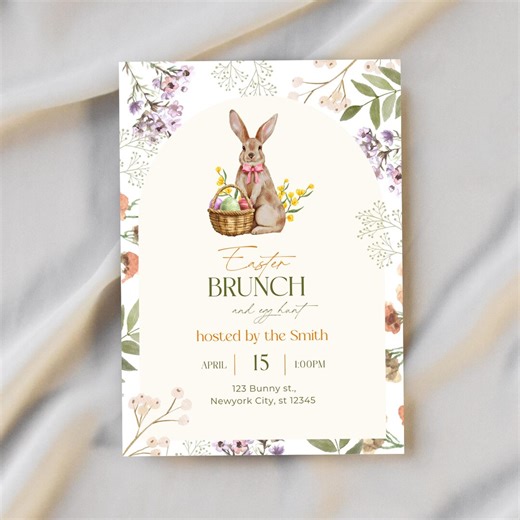 Spring Party Invitations Printable Easter Egg Hunt Invite Editable Canva Template Instant Digital Download Kids Birthday Easter Brunch Party - Etsy