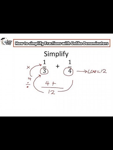 How to simplify FRACTIONS with Unlike Denominators