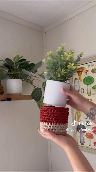 making a bunch of these crochet plant pots to prep for my first craft market coming up! 🌿 #crochetmarketprep #crochetplantpot #crochethomedecor