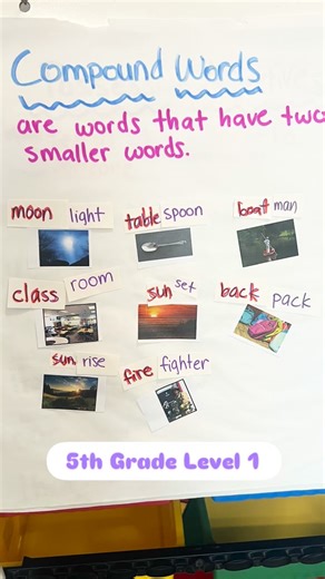 Here’s a lesson idea for teaching compound words. ✨Identify/describe pictures ✨Define compound words ✨Find more compound words by matching ✨Explain why the words are compound ✨Write the words on the workbook Extension: Write your own sentence with a compound word. Like and save this lesson! 💜 #allabouteld #vocabulary #lessonideas | All About ELD