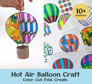DIY Build Your Unique Hot Air Balloon | Transportation Craft Activity| Fine Motor Skills Practice | Elementary Arts Project | Color & Cut - Etsy