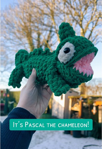 I loved crocheting Pascal the chameleon - excellent pattern by Ami Amour #crochet #crochetersoftiktok #amigurumi #crochetplushies #crochetanimals #pascal #chameleon #tangled