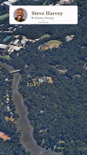 celebritieshomes on Instagram: "This is Steve Harvey’s massive estate in Atlanta Georgia which he purchased in 2020 for 15 million dollars and it’s easily one of the most insane celebrity homes in the state. The property sits on 17 acres with direct frontage along the Chattahoochee River and gives him nearly 35,000 square feet of living space. The mansion has nine bedrooms and fifteen bathrooms along with soaring ceilings, an elevator, hardwood floors, a wine cellar, a theater room, a full gym,