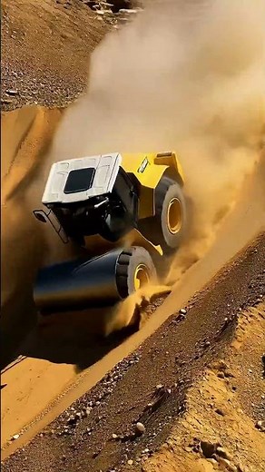 💥 Epic RC Road Roller CRASH! Heavy Equipment Tumbles Down Sand Hill! 🤯