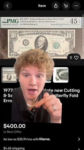 21K views · 116 reactions | if you EVER see a dollar bill that looks torn or ripped- make sure you take a CLOSE look at it! These bills can have damage not actually caused by ware but instead caused by a valuable type of error known as a butterfly error that is created during the minting process! Have you ever seen a ripped bill like this? #bills #money #raremoney #bullionshark #reels | Bullion Shark | Facebook