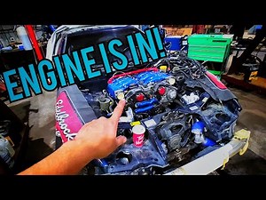 How to TWIN TURBO swap a Nissan 300zx PT.4 ENGINE INSTALL