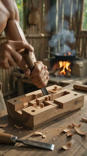 Making a Wooden Lock and Key! 🔐🪵 (ASMR)