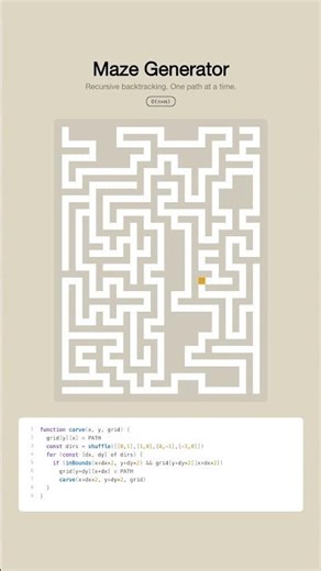 Watch this algorithm carve a perfect maze