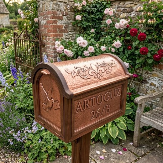 Handcrafted Post-mount Mailbox - Solid Walnut & Hammered Copper - Etsy