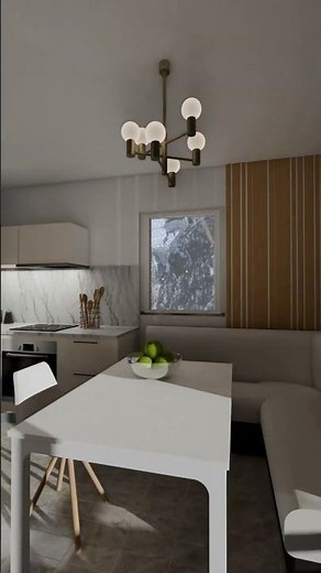 Open-plan kitchen with rectangular table #interiordesigner #openplankitchen #renovation