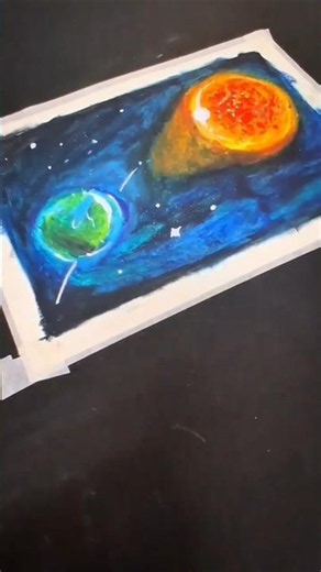 easy solar system drawing with oil pistel step-by-step tutorial # #drawdaily #shorts #art #trending