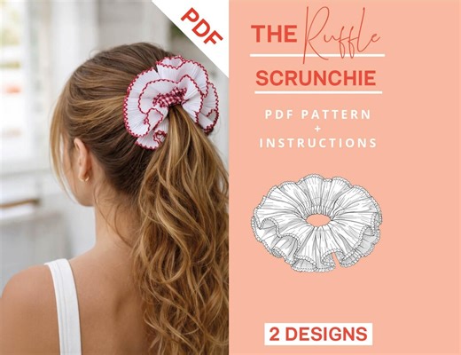 Ruffle Scrunchie PDF Sewing Pattern for Sewing Beginners | Easy Sewing Project | Instant Download | the Ruffle Scrunchie JULIANA MARTEJEVS - Etsy