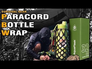 Survival Paracord Bottle Wrap : TUTORIAL | Cow Hitch Knot | Aqua Flask Bottle | Emergency Whistle