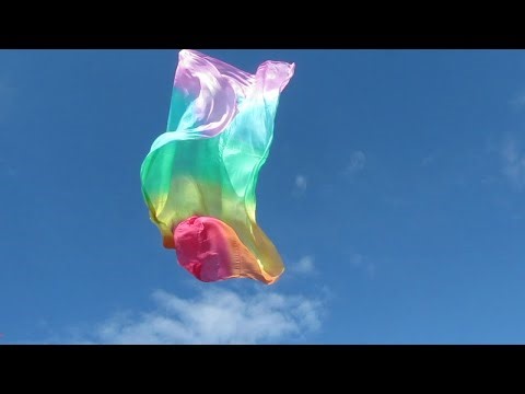 Flying silk fluttering in the wind