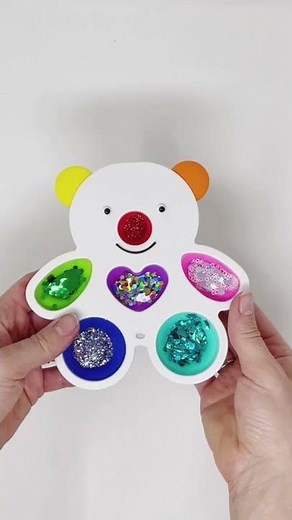 Popit Fidget Bear Filled with Glitter and Confetti!
