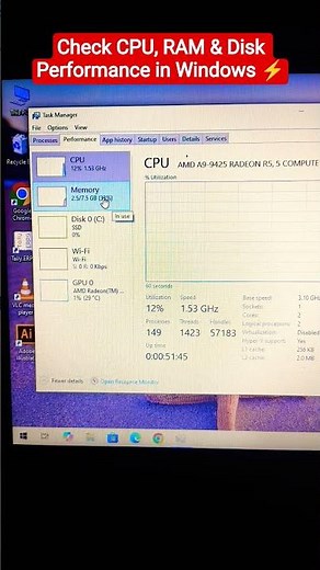Check CPU, RAM & Disk Performance in Windows ⚡ | Quick PC Speed Test #Shorts