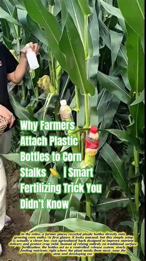 Why Farmers Attach Plastic Bottles to Corn Stalks 🌽 | Smart Fertilizing Trick You Didn’t Know #short