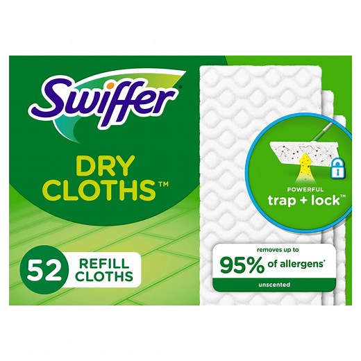 Swiffer Sweep Mop, Dry Pads Refill, Floor Cleaner, Cleaning Cloths, Unscented, 52ct