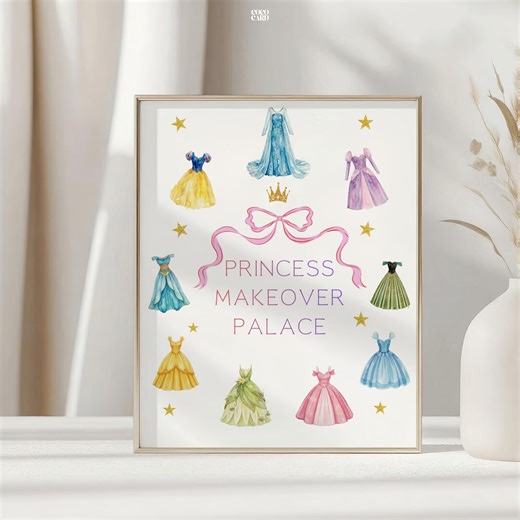 Princess Birthday Table Sign Template: Dress up Party, Watercolor Royal Celebration (canva Editable, Instant Download) PD1 - Etsy