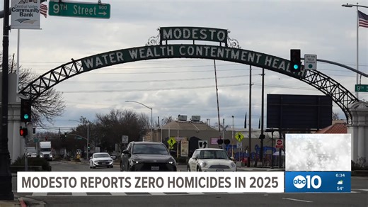 MODESTO ZERO HOMICIDES: The Modesto Police Department announced the city recorded zero homicides for the entire year of 2025, marking the first time that has happened in at least four decades. In a social media video, Modesto Police Chief Brandon Gillespie highlighted a broader decline in violent crime across the city. ABC10 READ MORE: https://www.abc10.com/article/news/local/modesto/modesto-reports-zero-homicides-2025/103-5f97239a-c7f5-45cc-9af9-5452ff5852ea | Austin Castro TV