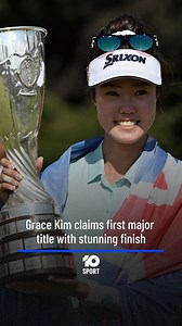 How’s this for a dream come true? 🥹⛳️ Australian golfer Grace Kim has won her first major title on the LPGA Tour, delivering an epic finish at the Evian Championship in France on Monday. The 24-year-old stunned the field with an eagle-birdie-eagle finish to defeat the World No. 2 and claim victory. Speaking to media after her win, Kim said, “I don’t know how it happened, really… I’m just glad it went in the hole.” “I started the week thinking that worrying is just doubting my preparation. I’ve 