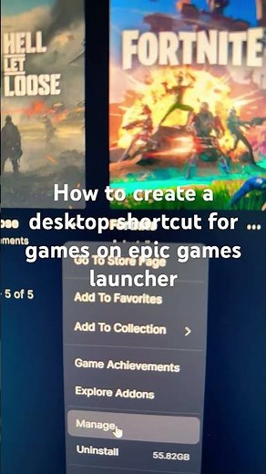How to create a desktop shortcut for games on epic games launcher