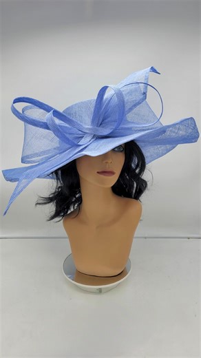 Large Light Blue Sinamay Derby Hat: Elegant Wedding Race Day Headwear - Etsy