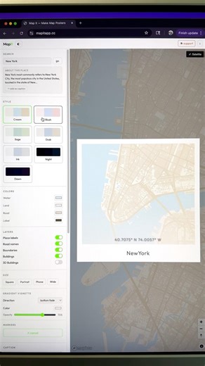 Instantly generates a clean map poster #poster #map #mapping