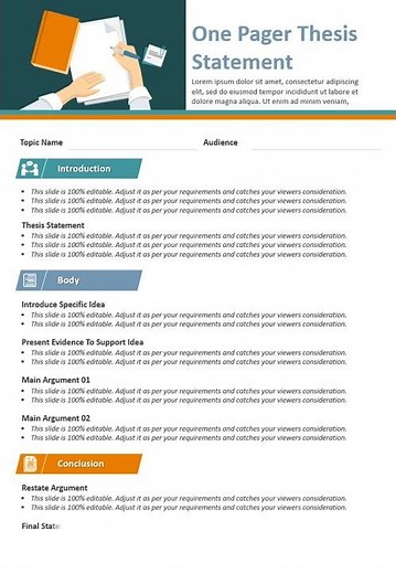 One Pager Thesis Statement PowerPoint Template | Kridha Graphics