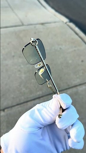 Gucci GG1703O Rimless Glasses with Custom Blue Gradient Flash Mirror Gold Lenses