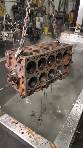 Satisfying Engine Block Restoration ASMR 🔧 Hot Tank & CNC Magic! #shorts