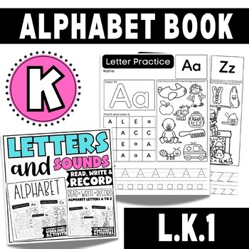 Kindergarten Alphabet Book A–Z | Letter Formation & Beginning Sounds Worksheets