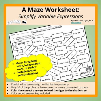 Simplify, Evaluate, Write, and Combine Variable Expressions Activities BUNDLE