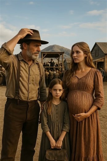 "At a Small-Town Auction, Everyone Laughed When a Lonely Farmer Spent His Last Dollars to Help a Pregnant Widow and Her Child — But What Happened Next Became a Legend Arizona Never Forgot The afternoon sun baked the ground beneath the boots of a restless crowd. In the center of the square stood a young pregnant woman, her little girl clinging to her hand as the auctioneer’s voice rang out. “Transferable property,” he said, waving his ledger. The murmurs started: — “Who’d want that burden?” — “Tw