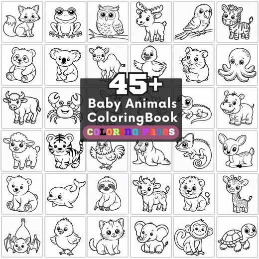 Easy Animal Coloring Book for Toddlers, Preschoolers (PDF Printable) - Etsy