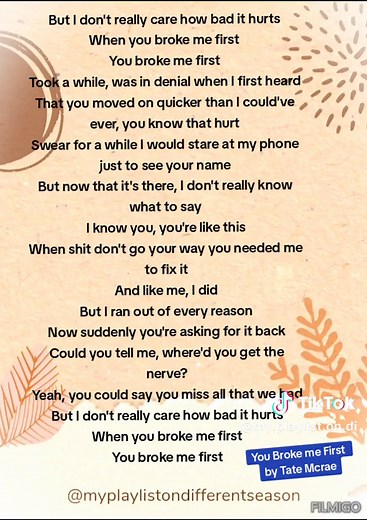 You Broke Me First by Tate McRae #fyp #foryou #music #playlist