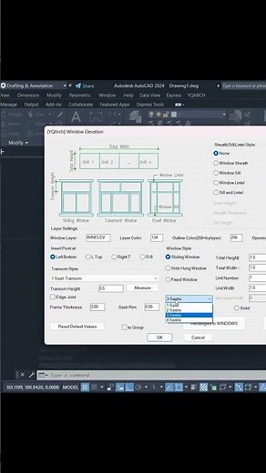 Change Window Elevation Types in One Click Using YQArch Plugin in AutoCAD | Fast Window Detailing
