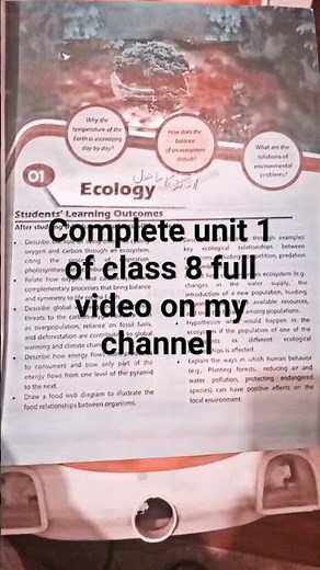 class 8 unit 1 ecology #questionsanswers
