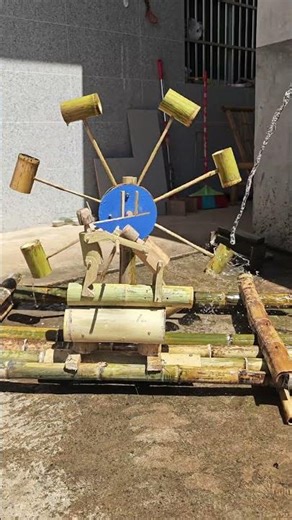 Bamboo WaterWheel Craft Water Pushes, Figures Swing