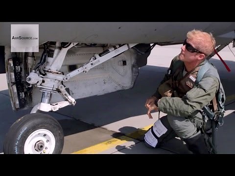 F-16 Fighter Pilot Preforms Pre-Flight Checks