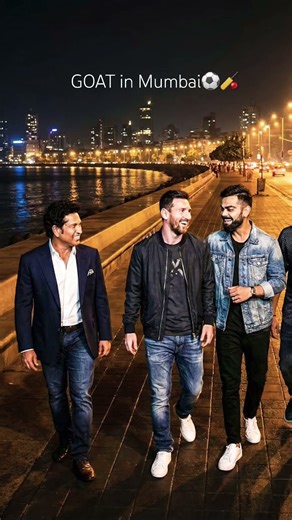 Cricket GOATS meets football GOAT in Mumbai🐐⚽🏏 #ai #trending