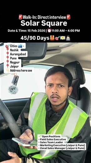 Walk-In & Get Hired! SolarSquare Is Hiring Across Cities*🌞